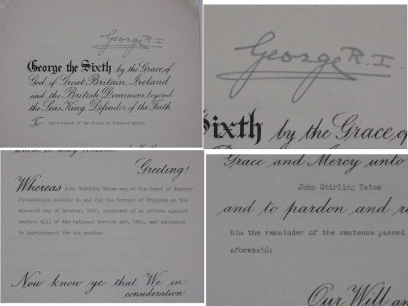 Signed King George VI Hand Signed Royal Pardon 1945.