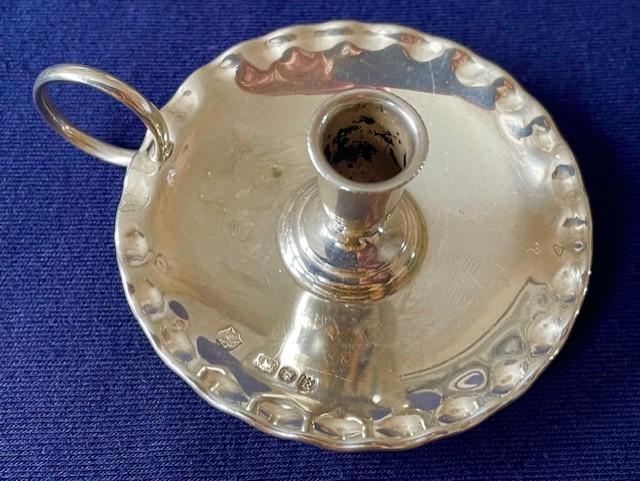 VICTORIAN ENGLISH STERLING SILVER CHAMBER STICK 1892.