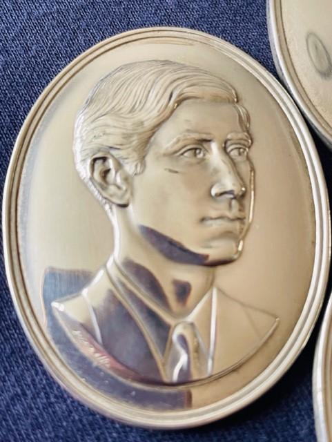CASED ENGLISH ROYAL FAMILY HALLMARKED STERLING SILVER CAMEO COLLECTION SET BY JOHN PINCHES.