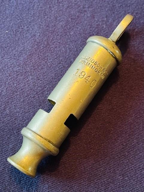 WWII 1940 BRITISH WHISTLE  J. HUDSON & SONS BIRMINGHAM