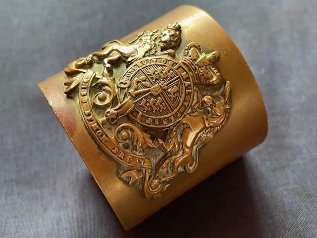 RARE BRITISH VICTORIAN MILITARY OFFICERS BRASS NAPKIN RING 1850-90