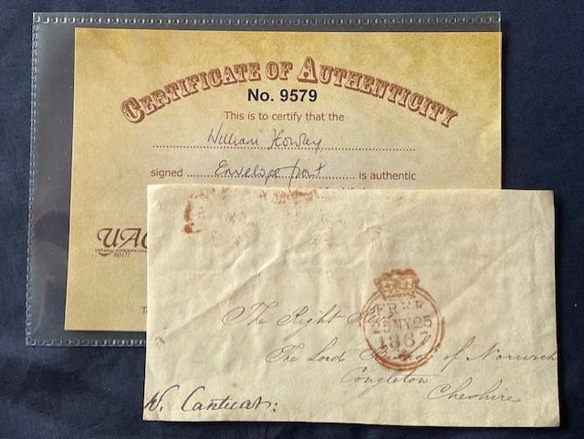 FINE AUTOGRAPH OF ARCH BISHOP OF CANTERBURY WILLIAM HOWLEY 1837.
