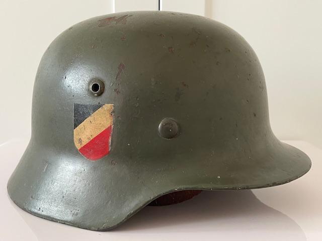WWII GERMAN M35 DOUBLE DECAL COMBAT STEEL HELMET ADDITIONAL PHOTOS