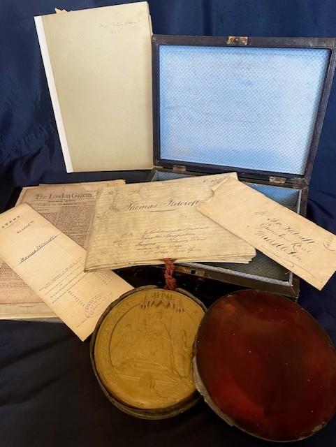 1875 BOXED PATENT DOCUMENT SET WITH QUEEN VICTORIA GREAT WAX SEAL OF THE RELM
