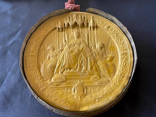 1875 BOXED PATENT DOCUMENT SET WITH QUEEN VICTORIA GREAT WAX SEAL OF THE RELM