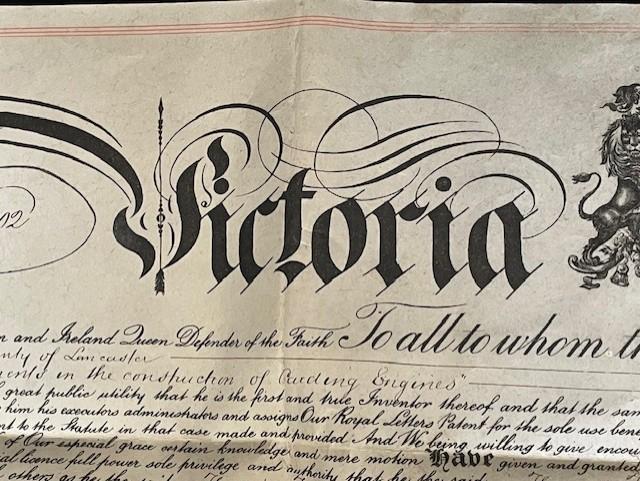 1875 BOXED PATENT DOCUMENT SET WITH QUEEN VICTORIA GREAT WAX SEAL OF THE RELM