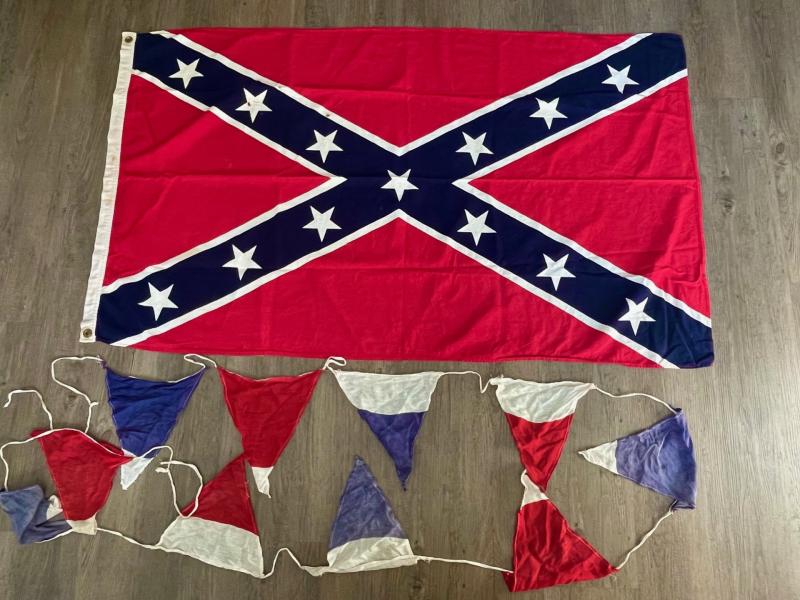 ORIGINAL AMERICAN CIRC. MID 1960s CONFEDERATE FLAG AND BUNTING