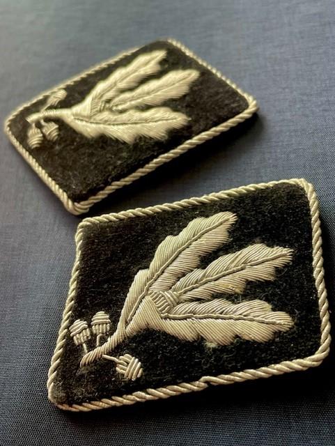 FINE PAIR OF ORIGINAL GERMAN WWII WAFFEN -SS HIGH RANKING COLLAR PATCHES