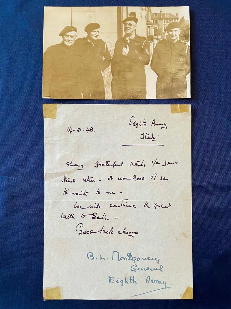 HAND SIGNED LETTER GENERAL BERNARD MONTGOMERY WWII 8th ARMY 1943