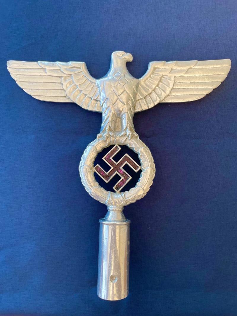 FANTASTIC ORIGINAL 1930s WWII GERMAN NSDAP POLITICAL LEADERS FLAG POLE EAGLE FINIAL