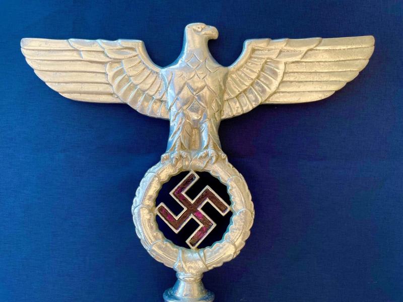 FANTASTIC ORIGINAL 1930s WWII GERMAN NSDAP POLITICAL LEADERS FLAG POLE EAGLE FINIAL