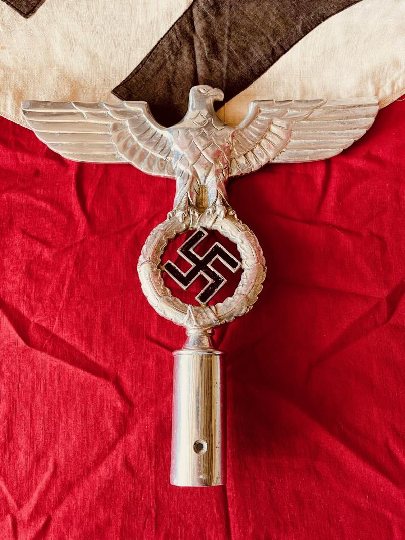 FANTASTIC ORIGINAL 1930s WWII GERMAN NSDAP POLITICAL LEADERS FLAG POLE EAGLE FINIAL