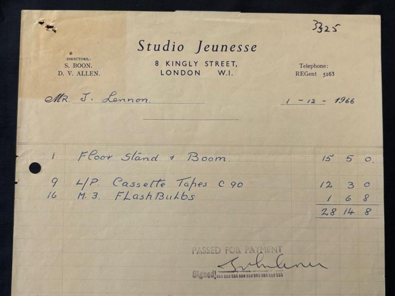 Very Rare John Lennon (Beatles) Hand Signed Receipt December 1st 1966.