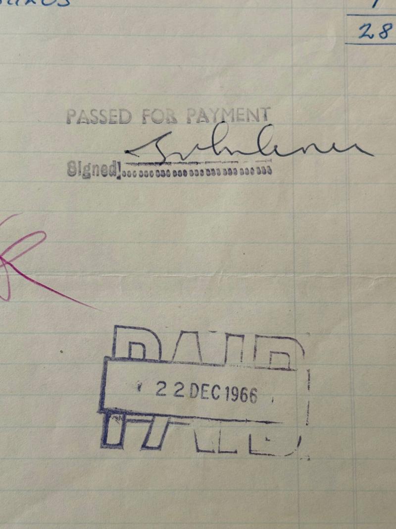 Very Rare John Lennon (Beatles) Hand Signed Receipt December 1st 1966.