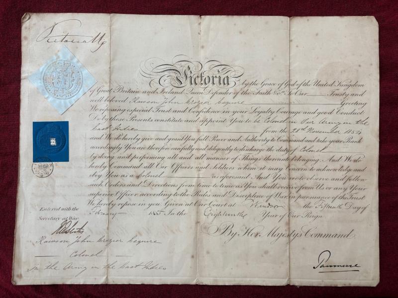 SIGNED QUEEN VICTORIA DOC 1854 WAR SET WITH MINIATURE PORTRAIT.