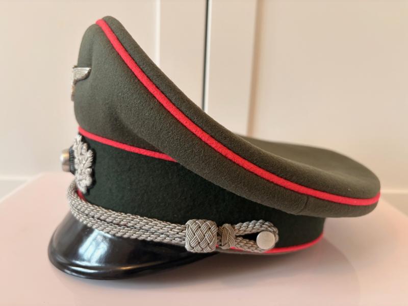 Stunning WWII Third Reich Panzer officer's Visor Cap by prestigious Tailor Maker Wilhelm Holters Berlin Germany.