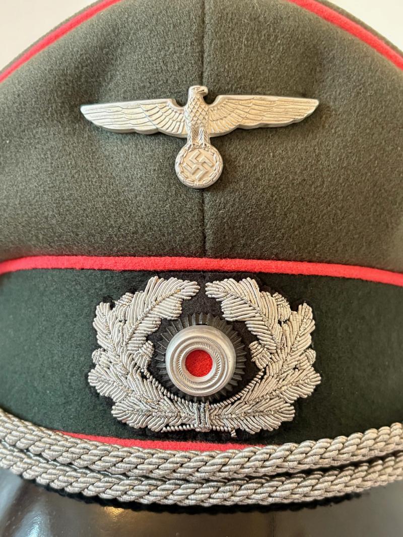 Stunning WWII Third Reich Panzer officer's Visor Cap by prestigious Tailor Maker Wilhelm Holters Berlin Germany.