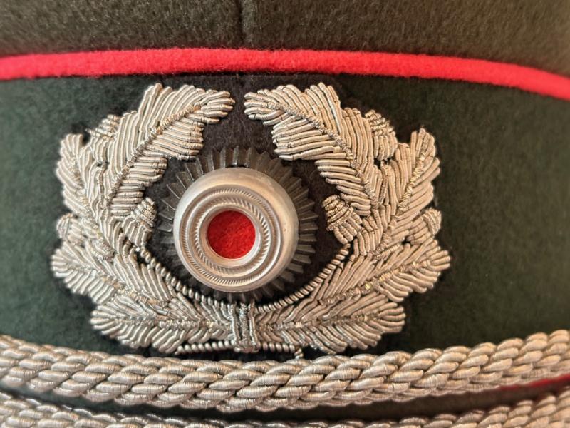 Stunning WWII Third Reich Panzer officer's Visor Cap by prestigious Tailor Maker Wilhelm Holters Berlin Germany.