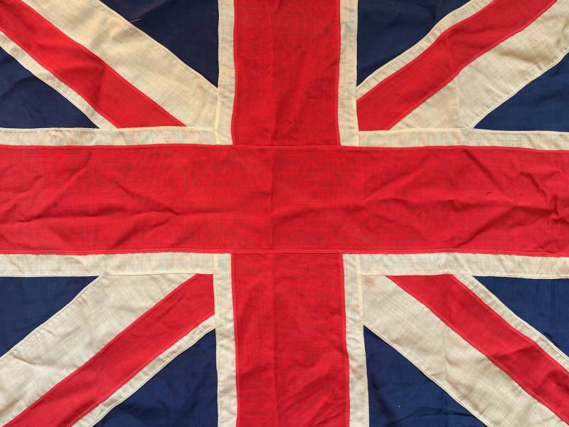 A 1930s BRITISH PANEL STITCHED PATRIOTIC UNION JACK CEREMONIAL FLAG. ADDITIONAL PHOTOS